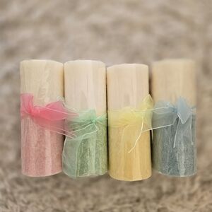 New 4 Colorful Pillar Candles With Ribbons